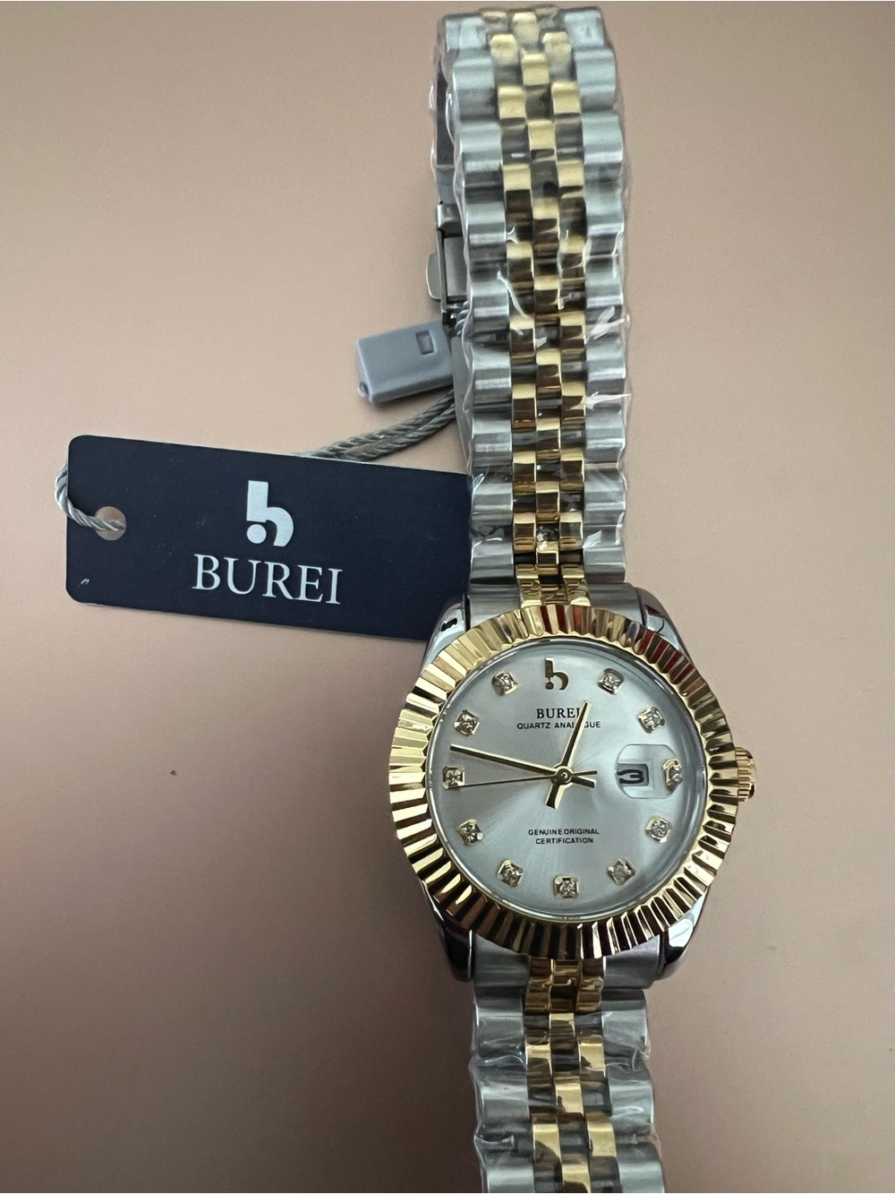 BUREI Two tone quartz watch